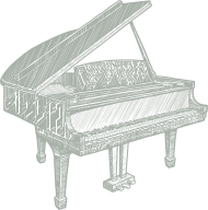 a line drawing of a piano