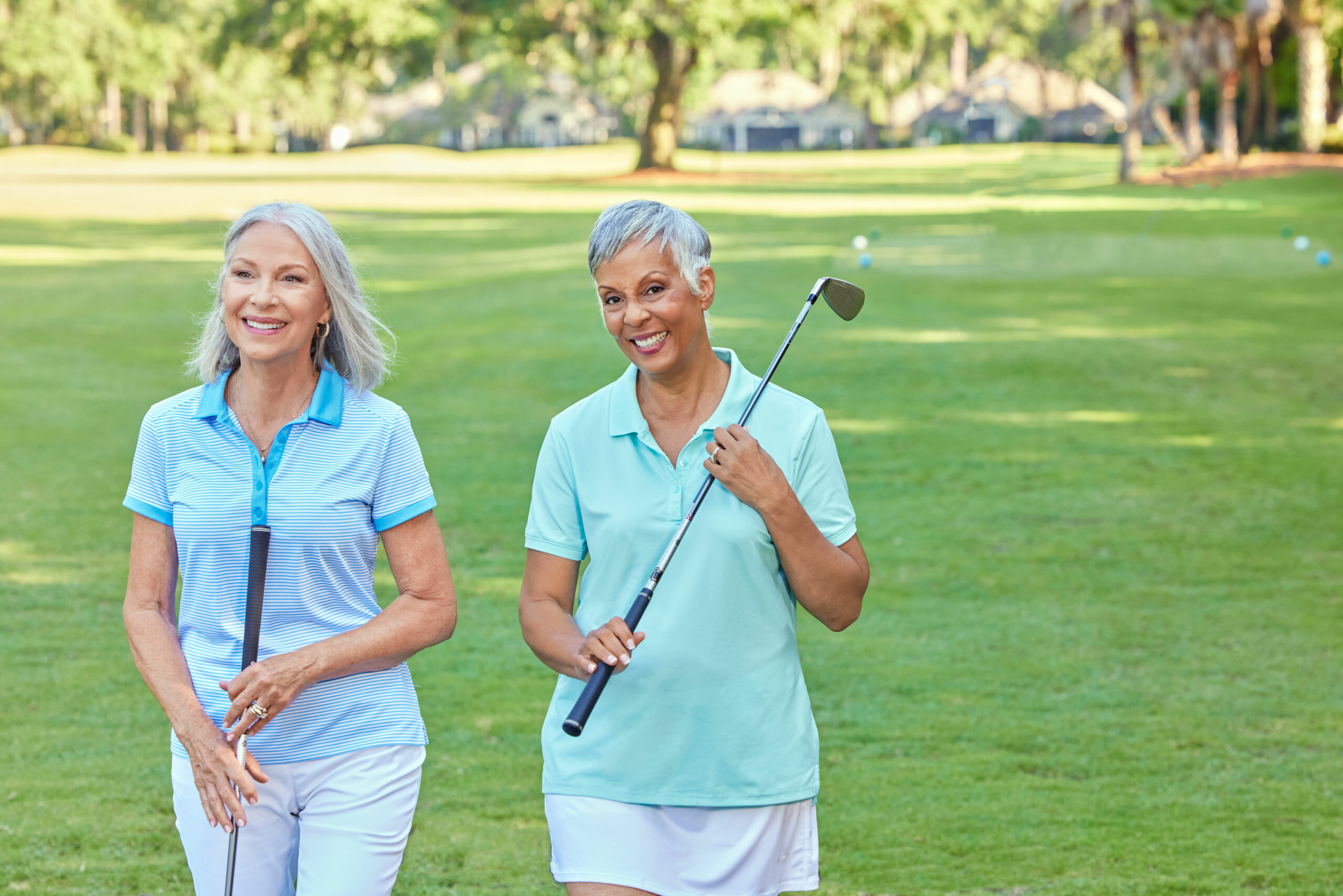 two ladies going golfing