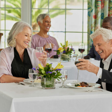 A man and women dining together